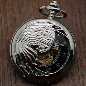 tongzhi Creative mechanical watch animal phoenix pattern provides packet machine carved gold pocket watch (Grey) - intl  