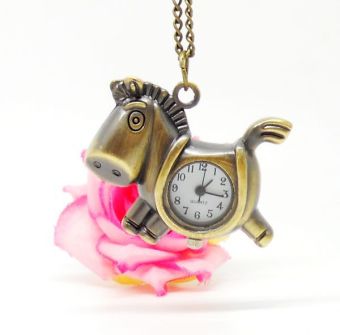 tongzhi Wholesale Antique Bronze Horse Pendant Vine Pocket Watch Necklace Best Gift Hot Sale Dropship - intl  