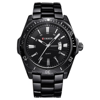 Top Brand Curren Auto Date Waterproof Men Steel Watchband Quartz Watch Casual Men's Wristwatches Original 8110 (Black) - intl  