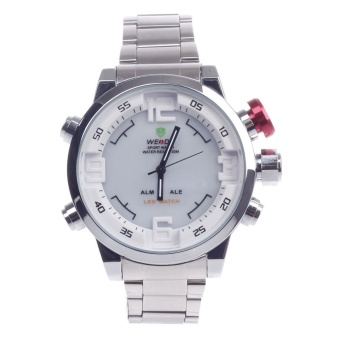 Top Brand WEIDE WH-2309 Quartz & LED Electronics Dual Time Display Men's Wrist Watch -Silver (1 x CR2016) - intl  