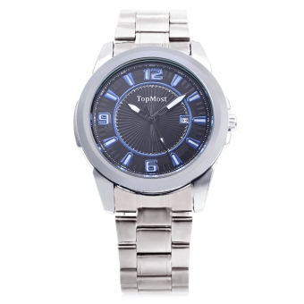 TOPMOST 1932 Men Quartz Watch Date Display Water Resistance Luminous Pointer Wristwatch (Blue)  