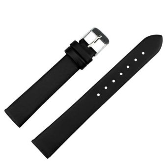 UJS 16mm Women Fashion Leather Watch Strap Watch Band Black  