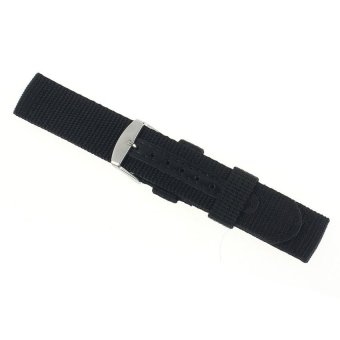 UJS 18mm Nylon Wrist Watch Band Strap For Watch Stainless Steel Buckle Black  