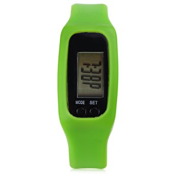 Unisex Sport LED Digital Watch 3D Pedometer Calorie Calendar Silicone Band Wristwatch (GREEN)  