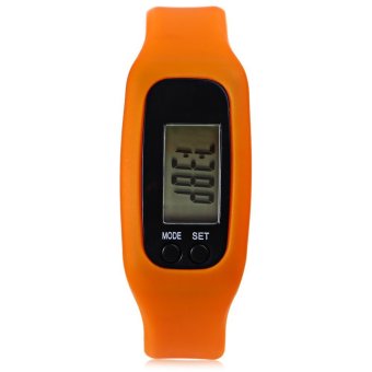 Unisex Sport LED Digital Watch 3D Pedometer Calorie Calendar Silicone Band Wristwatch (ORANGE)  