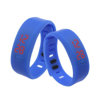 Unisex Sports Casual Date Bracelet Digital Silicon Watch (Dark Blue) - intl  