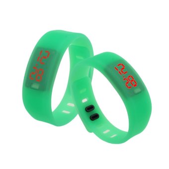 Unisex Sports Casual Date Bracelet Digital Silicon Watch (Green) - intl  