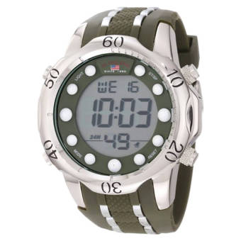 U.S. Polo Assn. Sport Men's US9301 Olive Green Rubber Strap Digital Watch - intl  