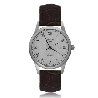USTORE SKMEI 9058 Fashion Lady Waterproof Quartz Watch Leather Strap Small Size - intl  