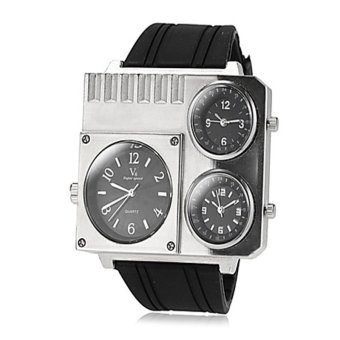 V6 195B Men's Movement Black Rubber Square Analog Wrist Watch  