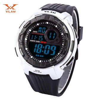 VILAM 09010 Digital Sports Watch LED Light Date Day Chronograph Display 5ATM Wristwatch (Black) - intl  