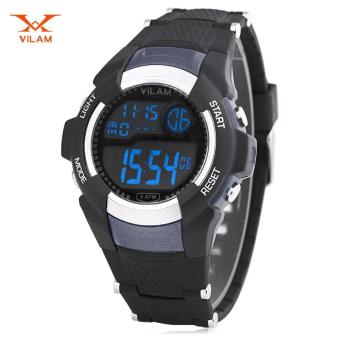 VILAM 09013 Digital Sports Watch LED Light Date Day Chronograph Display 5ATM Wristwatch (Blue) - intl  