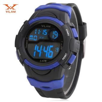 VILAM 09017 Digital Sports Watch LED Light Date Day Chronograph Display 5ATM Wristwatch (Blue) - intl  