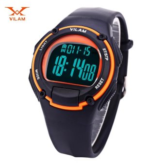 VILAM 09022 Digital Sports Watch LED Light Date Day Chronograph Display 5ATM Wristwatch (Orange) - intl  