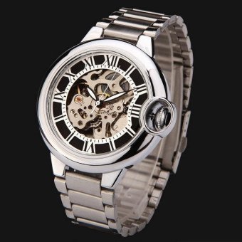 watches men luxury brand fashion casual skeleton wristwatches automatic wind mechanical watch steel strap relogio masculino - intl  