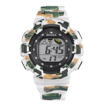 Waterproof Men Boy LCD Digital Stopwatch Date Sport Wristwatch (Yellow) - intl  