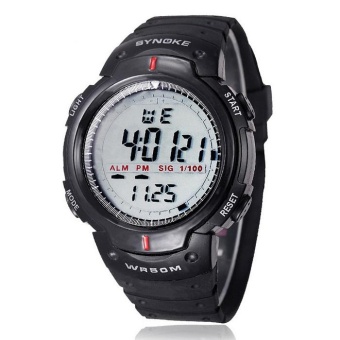 Waterproof Outdoor Sports Men Digital LED Quartz Alarm Wrist Watch BK - intl  