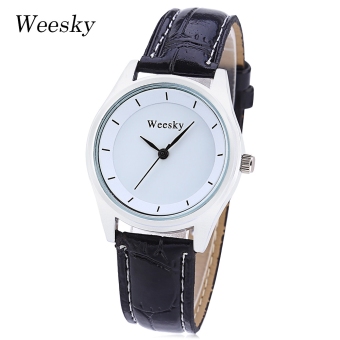 Weesky 1285 Women Quartz Watch Leather Band Pin Buckle Wristwatch (White)  