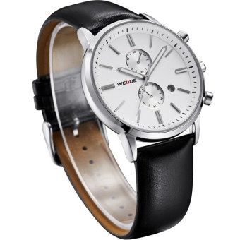 WEIDE Luxury Top Brand Genuine Leather Strap Analog Date Men's Quartz Watch Casual Watches Men Wristwatch 3302 - intl  