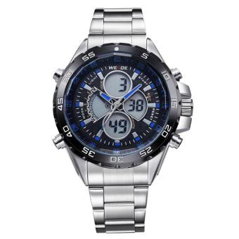 WEIDE Men 's Stainless Steel Watch Outdoor Climbing Sports Swiss Waterproof Watches Men's Multi - Functional Military Watch WH1103 -Blue - intl  