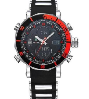 WEIDE Men Sports Watches Waterproof Military Quartz Digital Watch Alarm Stopwatch Dual Time Zones Wristwatch - intl  