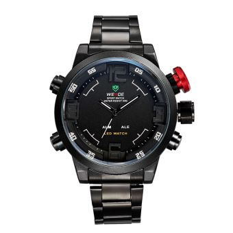 WEIDE Men's Watches Men Full Steel Quartz Watch LED Display Sports Wristwatches 30M Waterproof 2309 (black white) - intl  