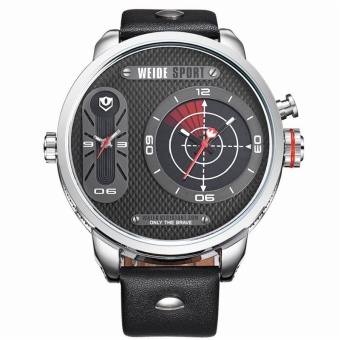 WEIDE Quartz Watch Men Luxury Brand Leather Strap Stainless Steel Waterproof Sport Design Casual Wristwatches - intl  