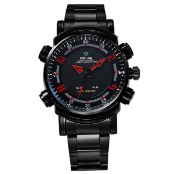 WEIDE Sports Quartz Wrist Army Watch Men's LED Display Analog-digital WH1101 - Black Belt Black Surface Red - intl  