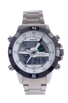 WEIDE WH-1104 Vogue Men's Quartz andLED Dual Time Display Wrist Watch (Silver/Black) - intl  