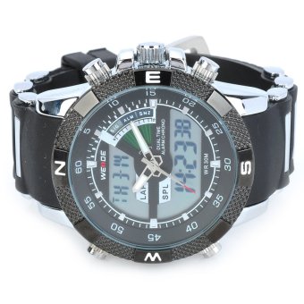 Weide WH1104PU-BW Men's Resin Band Quartz Digital Analog Wrist Watch - Black + Silver + White  
