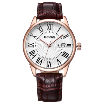WEIQIN Brand Women's Fashion Sport Watches with Magnifying Glass Calendar Genuine Leather Strap 393104(Brown) - Intl  