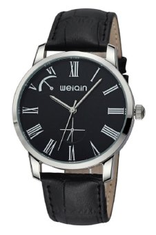 Weiqin fashion Roma Number Time Display 5ATM Waterproof black band men watch  