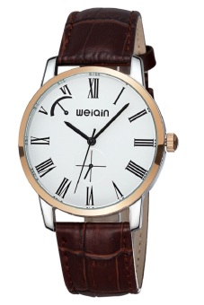 Weiqin fashion Roma Number Time Display 8ATM Waterproof brown band gold white dial men watch  