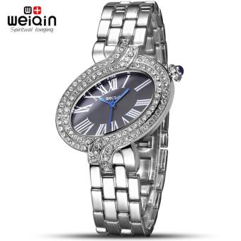 WEIQIN Fashion Women Diamond Analog Display Stainless Steel Elegant Quartz Life Waterproof Watch - intl  