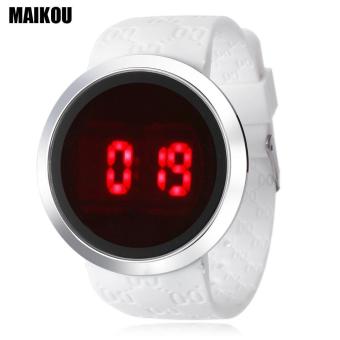 [WHITE] MAIKOU MK008 LED Digital Touch Watch Rubber Strap Wristwatch - intl  