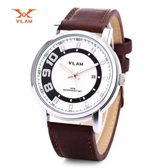 [WHITE] VILAM V2032G Male Quartz Watch Japan Movt Luminous Pointer Date Display 3ATM Wristwatch - intl  