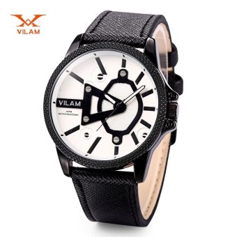 [WHITE] VILAM V2055G Male Quartz Watch Japan Movt Luminous Pointer Creative Dial 3ATM Wristwatch - intl  