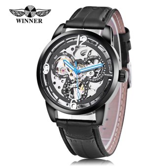 Winner 275 Male Auto Mechanical Watch Wheel Pattern Dial Luminous Men Wristwatch (Black) - intl  