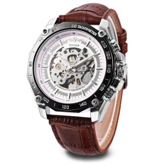 Winner 427 Male Auto Mechanical Watch Luminous Leather Band Wristwatch for Men (Brown) - intl  