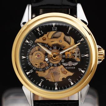 WINNER 8294 Stainless Steel Synthetic Leather Men Male Skeleton Mechanical Hand Wind Military Sport Business Wrist Watch - intl  