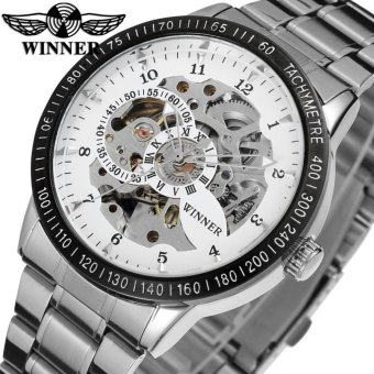 WINNER business Skeleton Automatic mechanical watch Steampunk Skeleton watches (White) - intl  