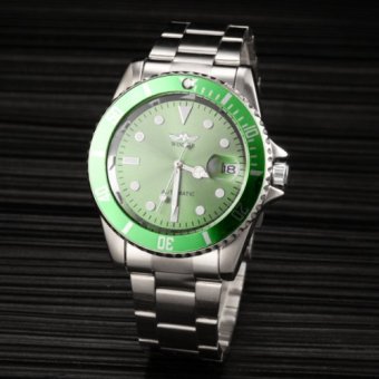 Winner Classic Business Design Auto Mechanical Watch Steel Material Green Dial  