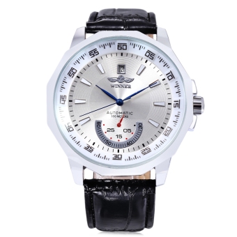 WINNER F1205292 Male Auto Mechanical Watch Date Display Working Sub-dial Wristwatch (White)  