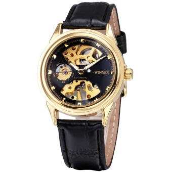 WINNER Men Mechanical Wrist Watch top brand luxury Leather Strap Fashion Skeleton Men Watch Luminous Hands Relojes hombre 2017 337 - intl  