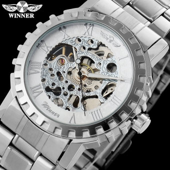 WINNER Men Sport Mechanical Military Skeleton Watches Male Steel Band Wristwatches  