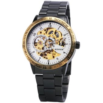 WINNER New Top Brand Luxury Sport Clock Men Automatic Watch Skeleton Military Mechanical Relogio Male Montre Watch Mens Relojes (White Brown) - intl  