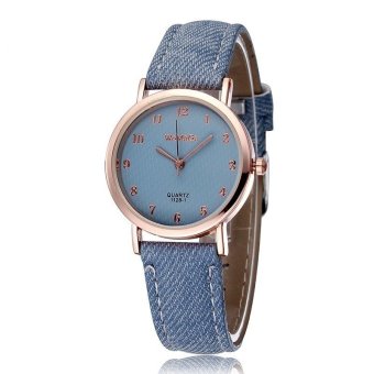 WOMAGE Blue Jeans Style Straps Women's Wrist Watch Alloy Case Analog Quartz Watches blue  