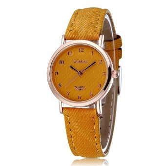 WOMAGE Blue Jeans Style Straps Women's Wrist Watch Alloy Case Analog Quartz Watches yellow  