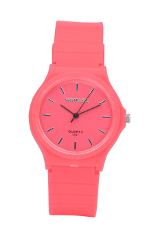 Womage Candy Color Silicone Strap Quartz Watch-Red  