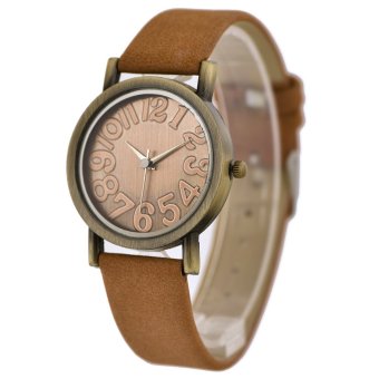 WoMaGe Vintage Casual Women Frosted PU Leather Strap Quartz Watch Light Brown  